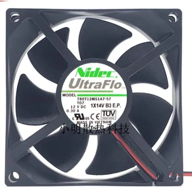 

New Cooler Fan for NIDEC T80T12MS1A7-57 T07 12V 0.30A 4-wire temperature control 8025 8CM 80x80x25mm