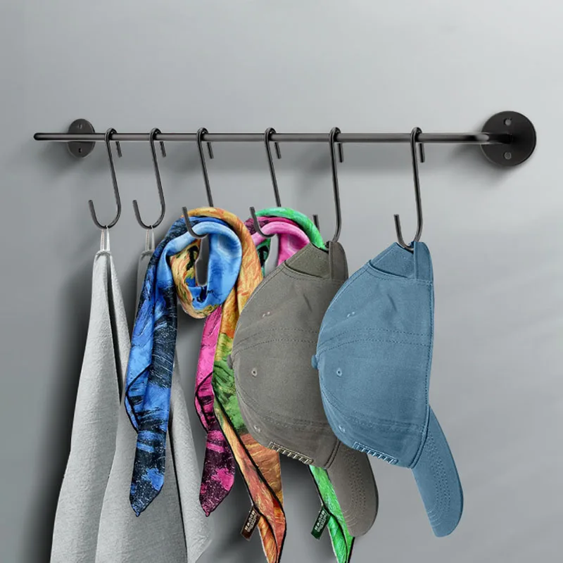 Multi-function Rails with Hooks, Simple Wrought Iron Coat Storage Hangers, Kitchen Storage Rails, Hangers Behind Doors, S-hooks