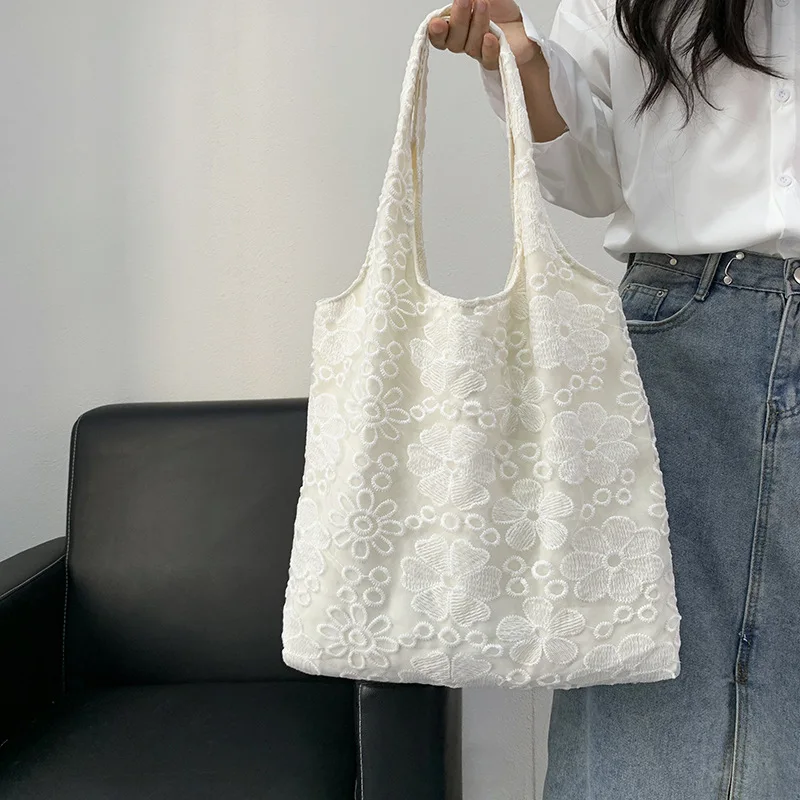

Flower Butterfly Lace Shoulder Bags for Women Large Capacity Ladies Vest Shopping Bag Casual Portable Female Tote Handbags