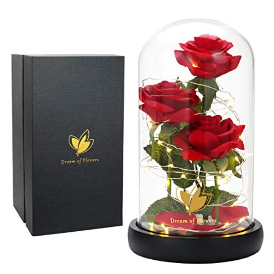 

Gifts for Mom Mothers Day Birthday Gifts for Women, Beauty and The Beast Rose in Glass Dome, Anniversary Rose Gifts for Wife, R