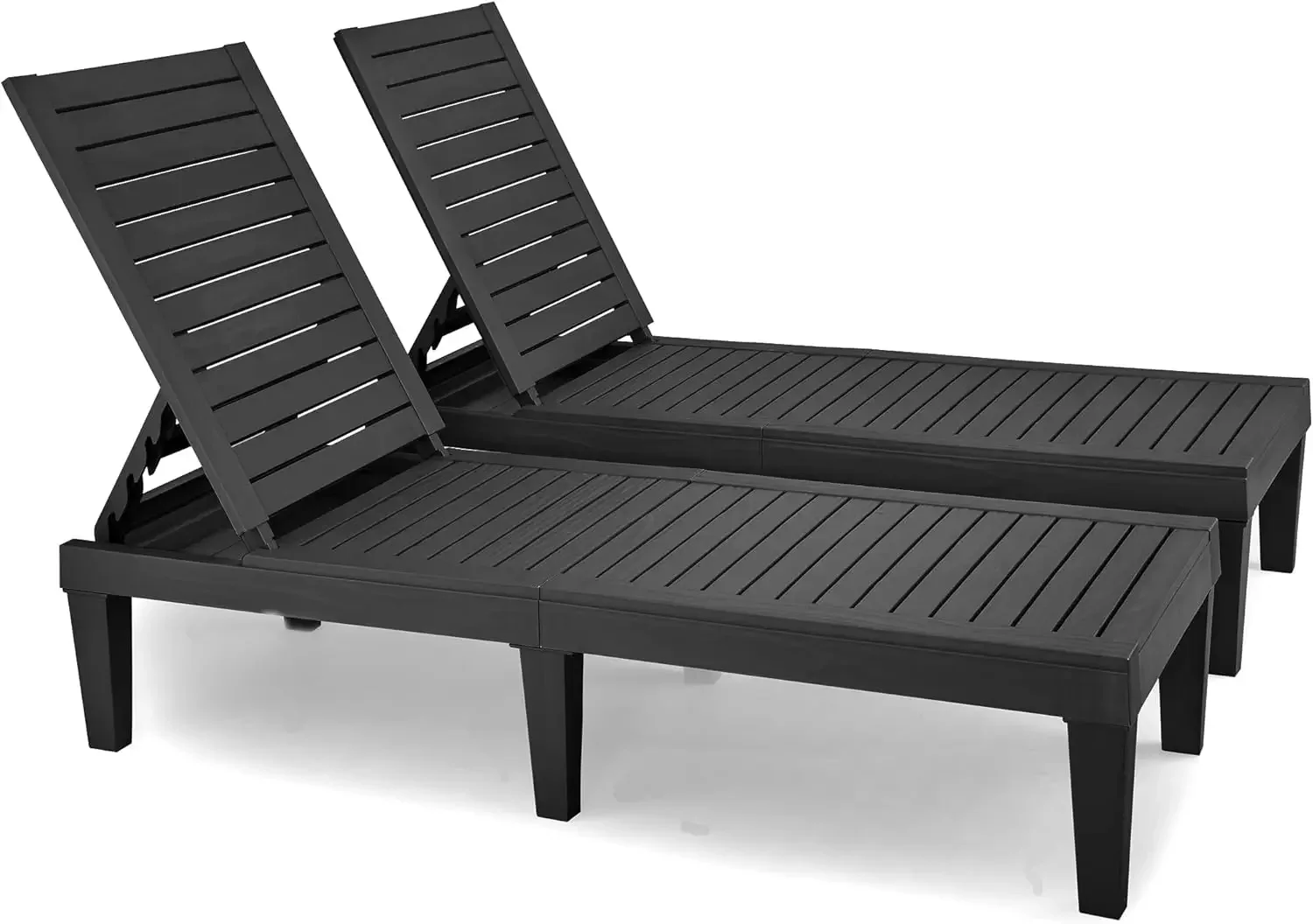 Patio Chaise Lounge Set of 2, Adjustable Outdoor Chaise Lounge with 265lbs Weight Capacity for Backyard,Poolside,Lawn,Waterproof