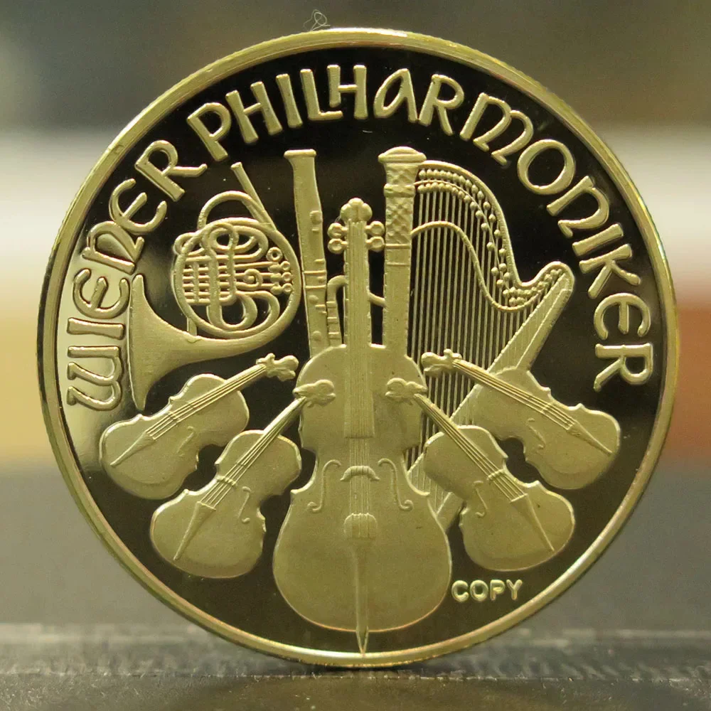 Coin Collection Vienna Philharmonic Orchestra 1 Oz Gold Plated Coin Souvenirs and Gifts Basso-relievo Replica Commemorative Coin