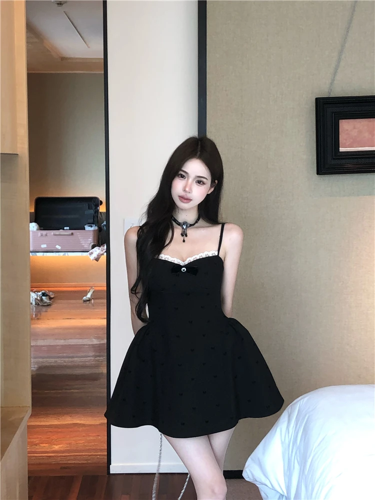 Verão feminino ballet núcleo coquette shoujo mini arco sem costas vestido doce vestidos coreano noite de uma peça festa gyaru vestido de baile