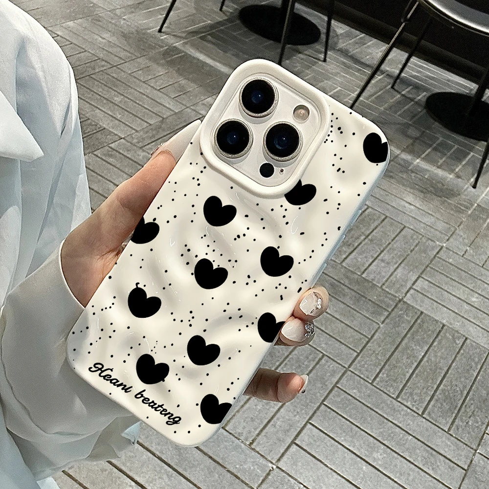 Koreanisches Polka-Dots-INS-Muster Handyhülle für iPhone 17 16 15 14 13 12 11 Pro Max 14 Plus 17Air Falten-Wellen-Soft-Silikon-Cover – Detail 4