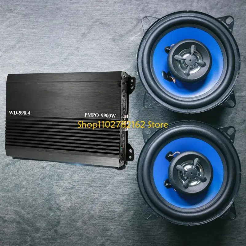 547B Car Amplifier for Vehicle Sound System Use, 4 Channel 12V Aluminum Housing with Low Profile Body, Black Case and Terminal