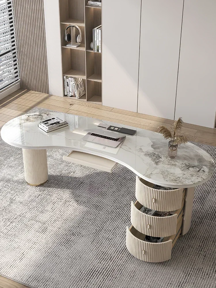 Premium Practical Light Luxury and Bright Rock Plate Desk, Computer Desk, One Piece, Modern and Simple Household High