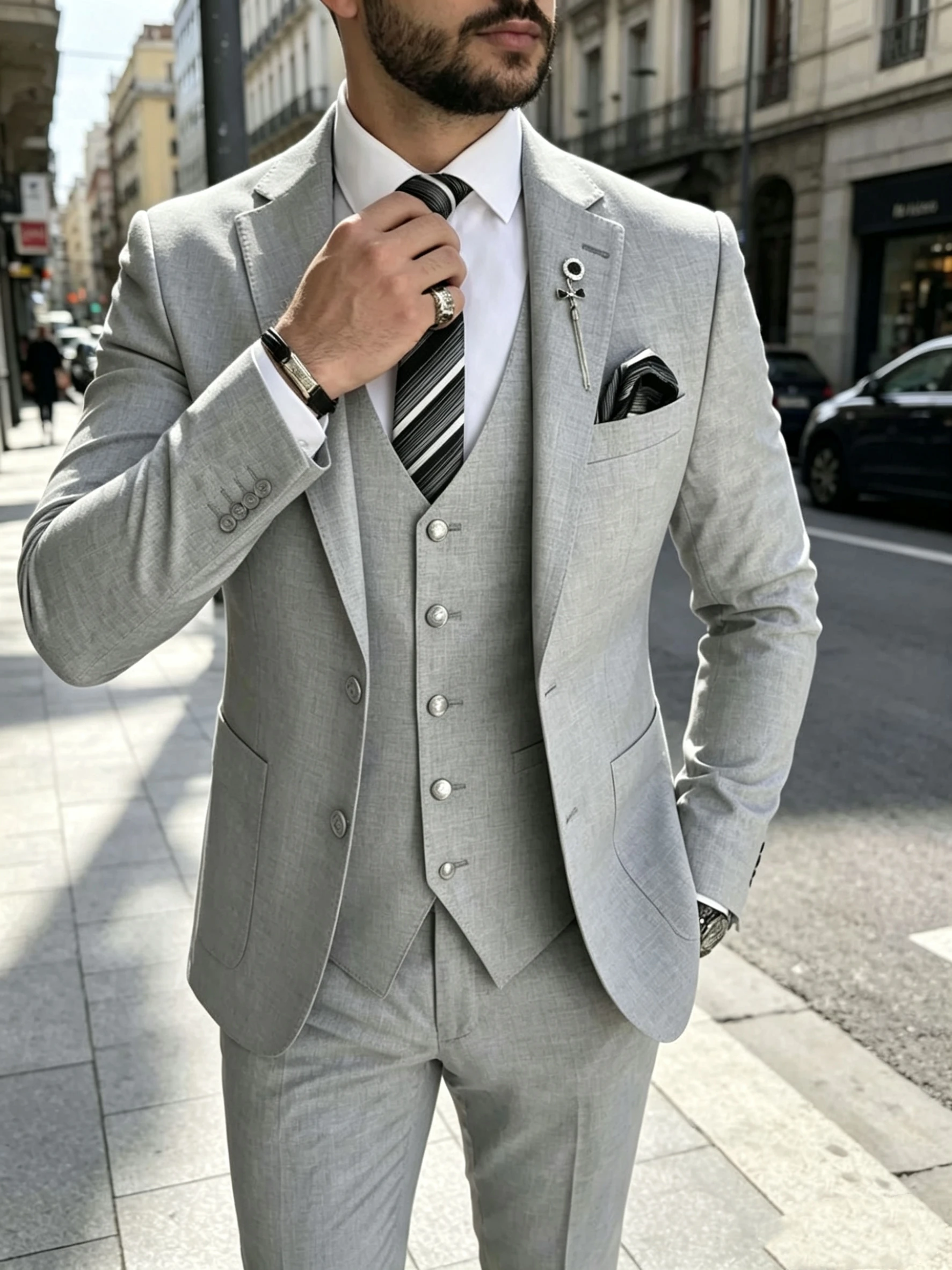 Elegante 3-teilige Slim-Fit Hochzeitsanzüge für Herren – Ideal für Trauzeugen, Bräutigame, Abschlussbälle, Partys und Business-Anlässe – Stilvolle Herrenbekleidung