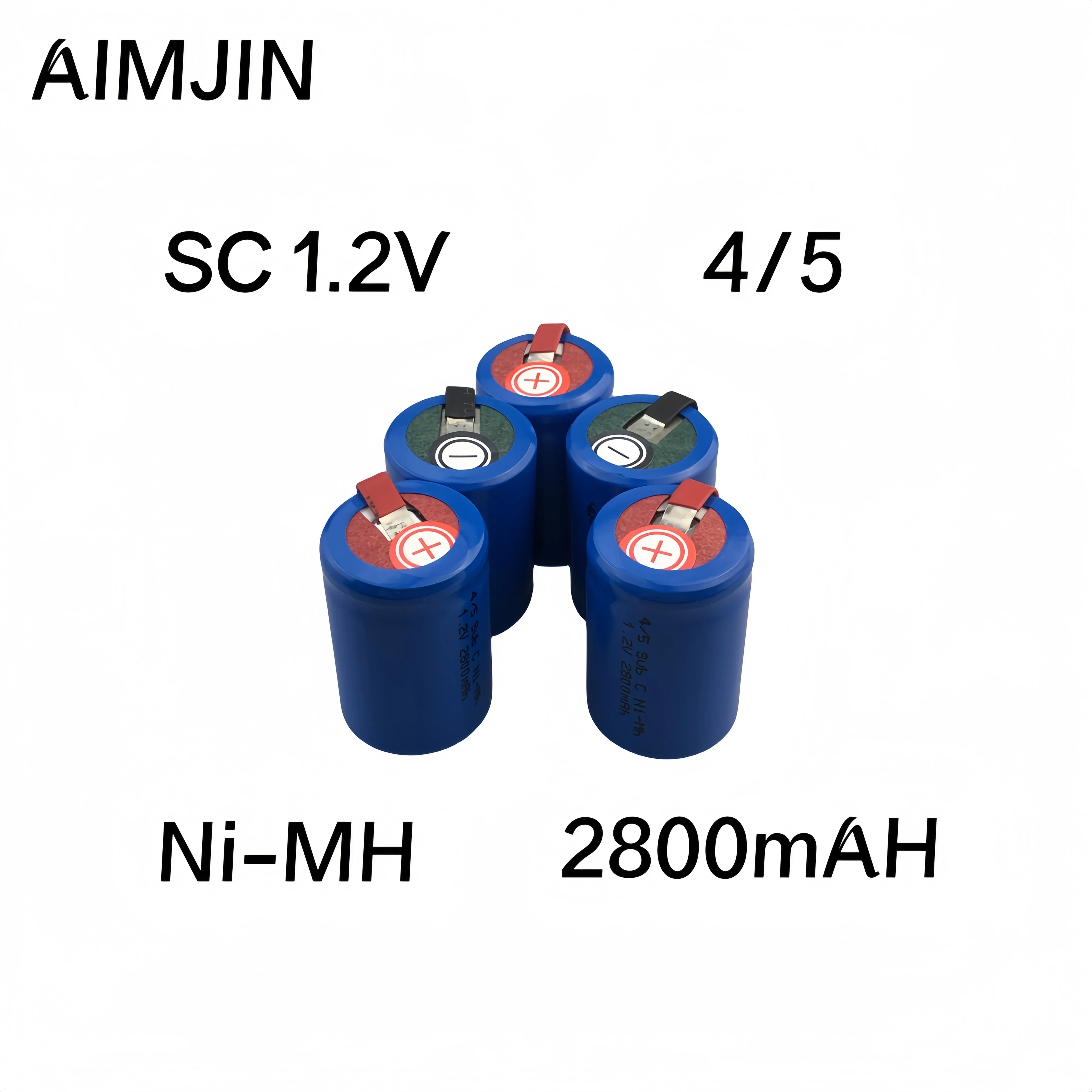 

4/5SC SC Battery High Discharge 1.2V 2800mAh Rechargeable Ni MH Batteries With Welding Tabs