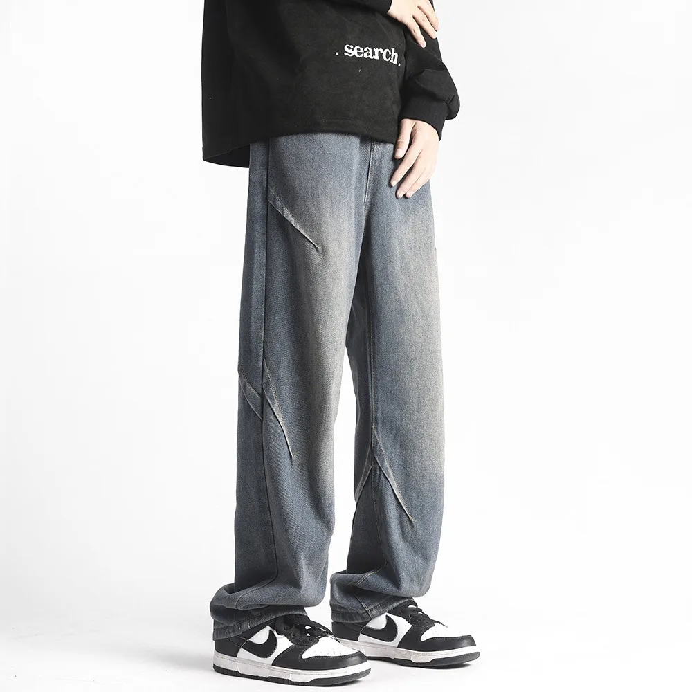 Jeans men 2024 Spring Wide Leg Jeans Male Loose Straight Denim Pants Harajuku Vintage Blue Jean Trouser Streetwear Clothes
