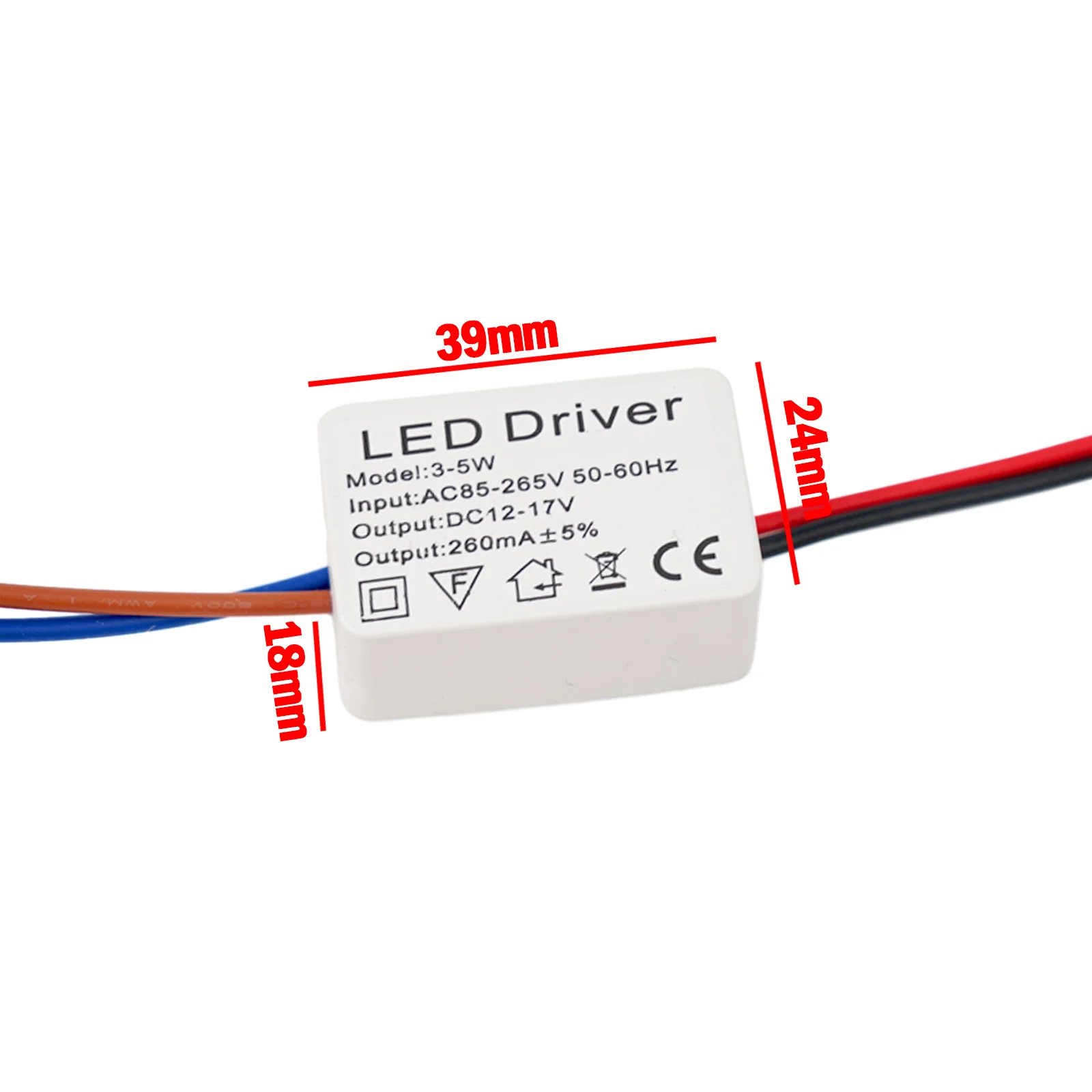 LED Driver 1-3W 3-5W 4-7W 8-12W 12-18W 18-24W Light Transformer Constant for current Driver Transformer Power Supply 260mA