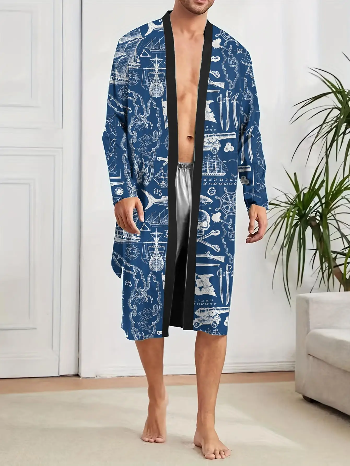 1pcs Men's Robes 2026 Spring/Summer 3D Printed Breathable Graphic Bathrobe dressing gown Bathrobe men Robe man Bathrobe man