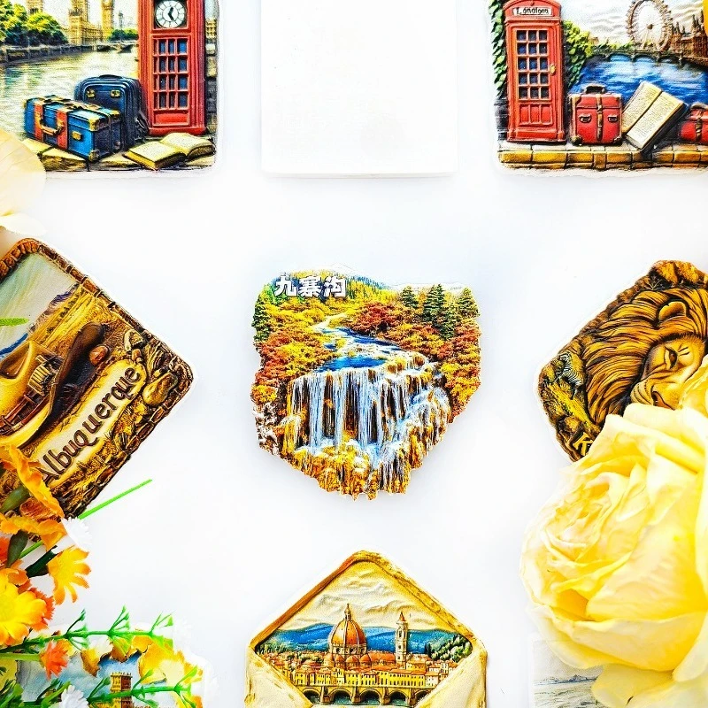 Jiuzhaigou Five-Flower Lake Fridge Magnet - 3D Colorful Pond Souvenir Tibetan Plateau Decor Unique China Gift