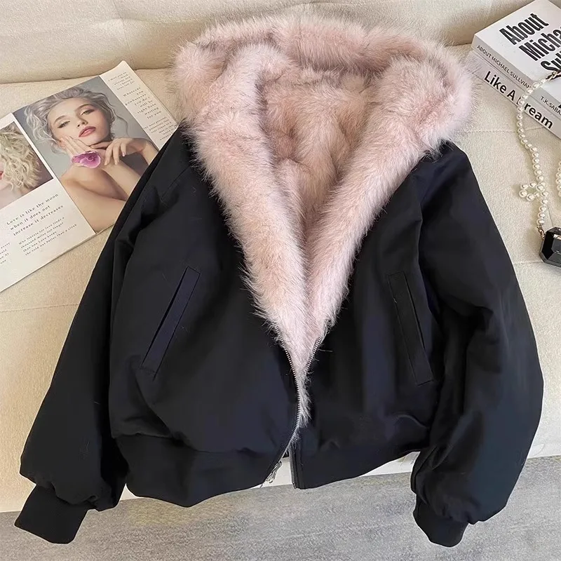 アメリカンレトロフード付きぬいぐるみジャケット女性のための秋冬パッチワークジッパーアウターファッション長袖ルーズコットンコート