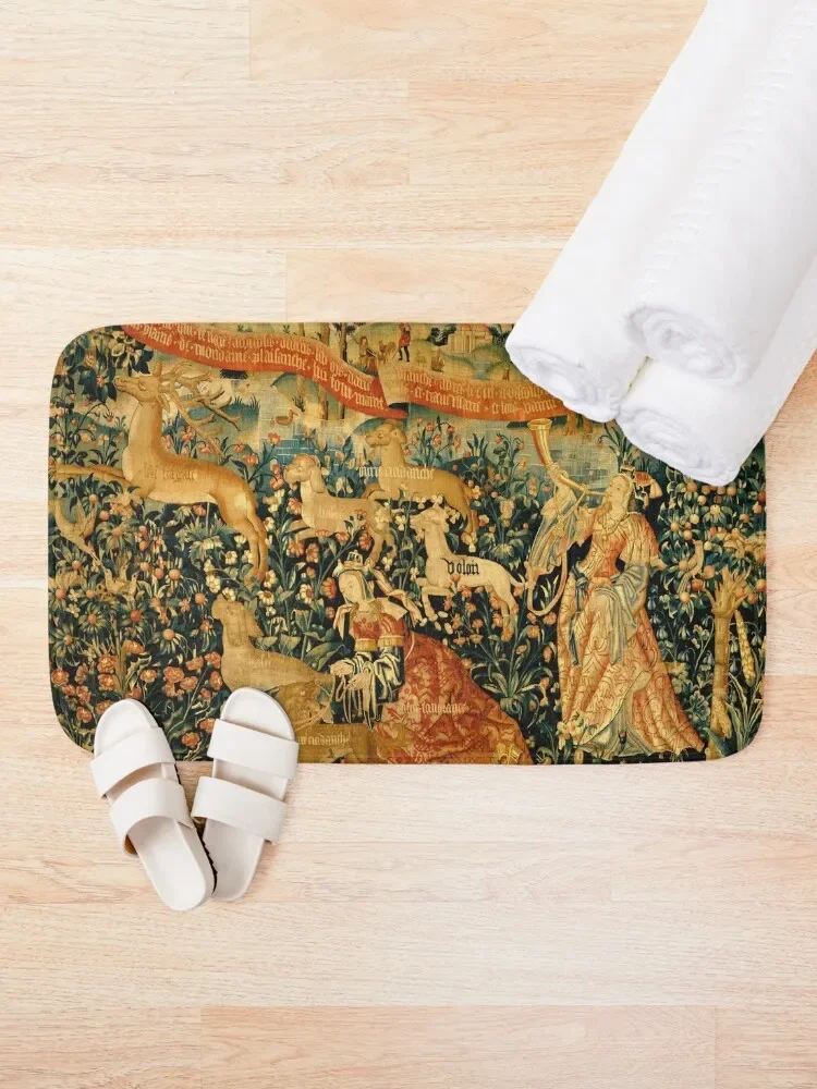 MEDIEVAL DEER HUNTING SCENE WITH LADIES AND DOGS Antique Tapestry Bath Mat Carpet Rug Things For Bathroom Non-Slip Bathroom Mat