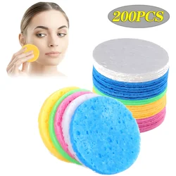 200PCS Compress Face Wash Puff Natural Wood Pulp Sponge Face Wash Puff Foaming Face Puff Cosmetic Puff Face Cleansing Sponge