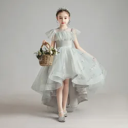 Pageant White Gray Sequin Tulle Bridesmaid Dress For Girls Flower Party Wedding Princess Dresses Baptism Evening Dress Prom Gown