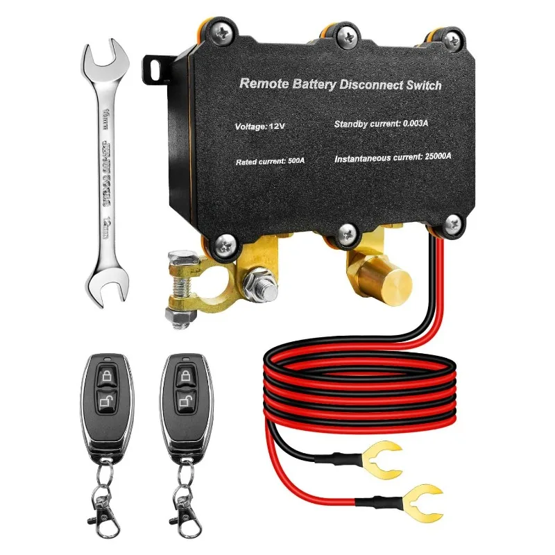 

12V 500A Remote Battery Disconnect Switch, Battery Kill Switch for Car Kill Switch Anti Theft, Automatic Shut/Cut Off Switch for