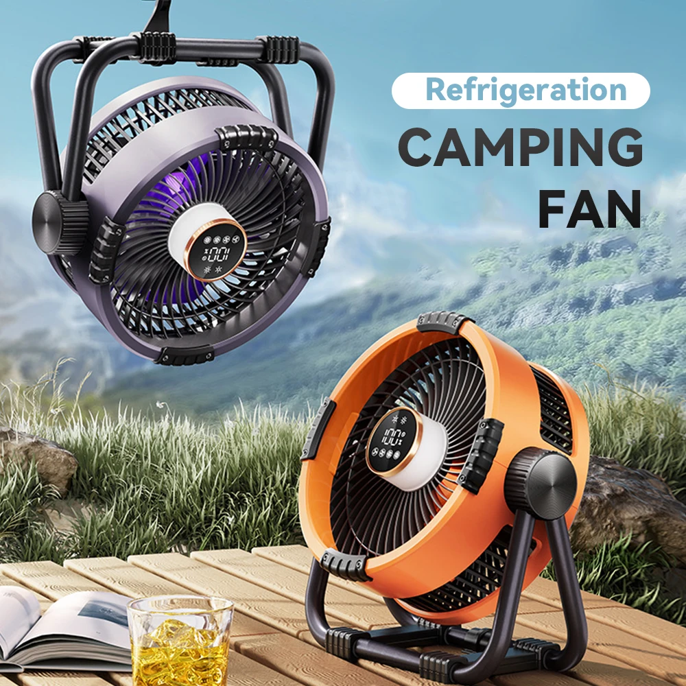 Camping Fan 20000mAh Rechargeable Portable Outdoor Camping Fan Air Circulators Wireless Tent Ceiling Fans with Hook and Light