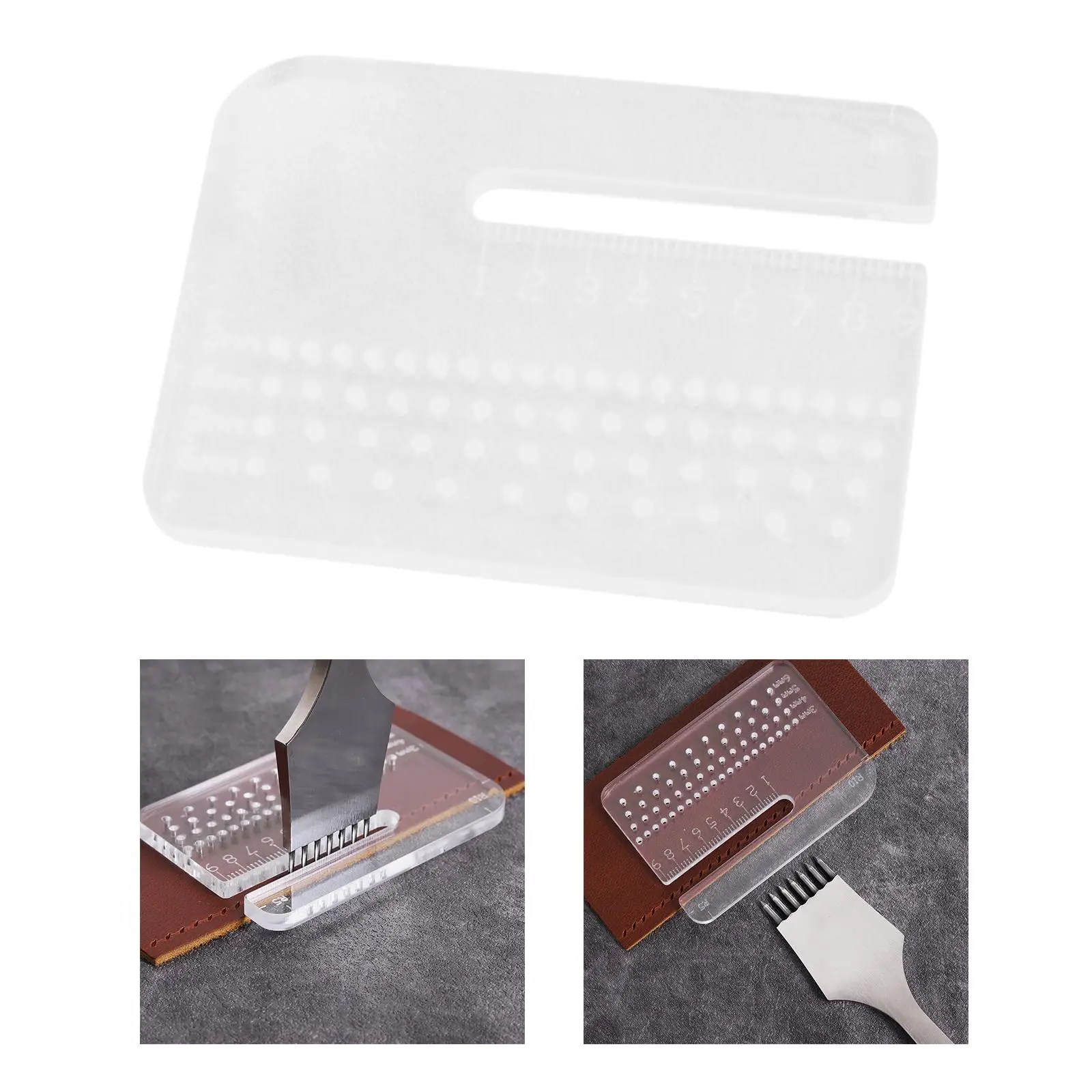 Punching Ruler Auxiliary Clear Rounded for Hole Punching Stitching Supplies