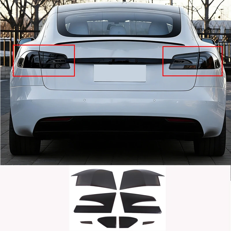 For Tesla Model S 2014-2021 car taillight cover, rear taillight smoked black decorative parts, car styling accessories ABS