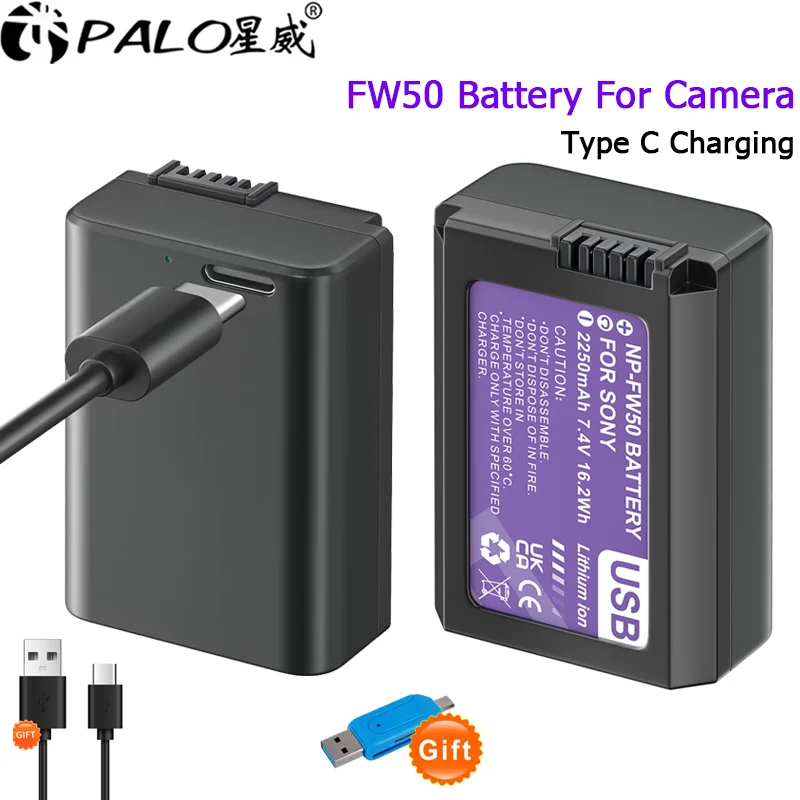 NP-FW50 np fw50 NP FW50 Battery with USB Type-C Input for Sony Alpha A6500 A6300 A6000 A5000 NEX3 A7 A7RII A7SII A7S ZVE10 Camer