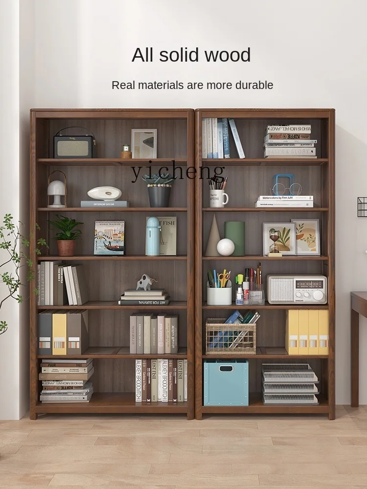 XL Solid Wood Bookshelf Bookcase Floor Entire Wall Bookcase Locker Living Room Combined Bookcase