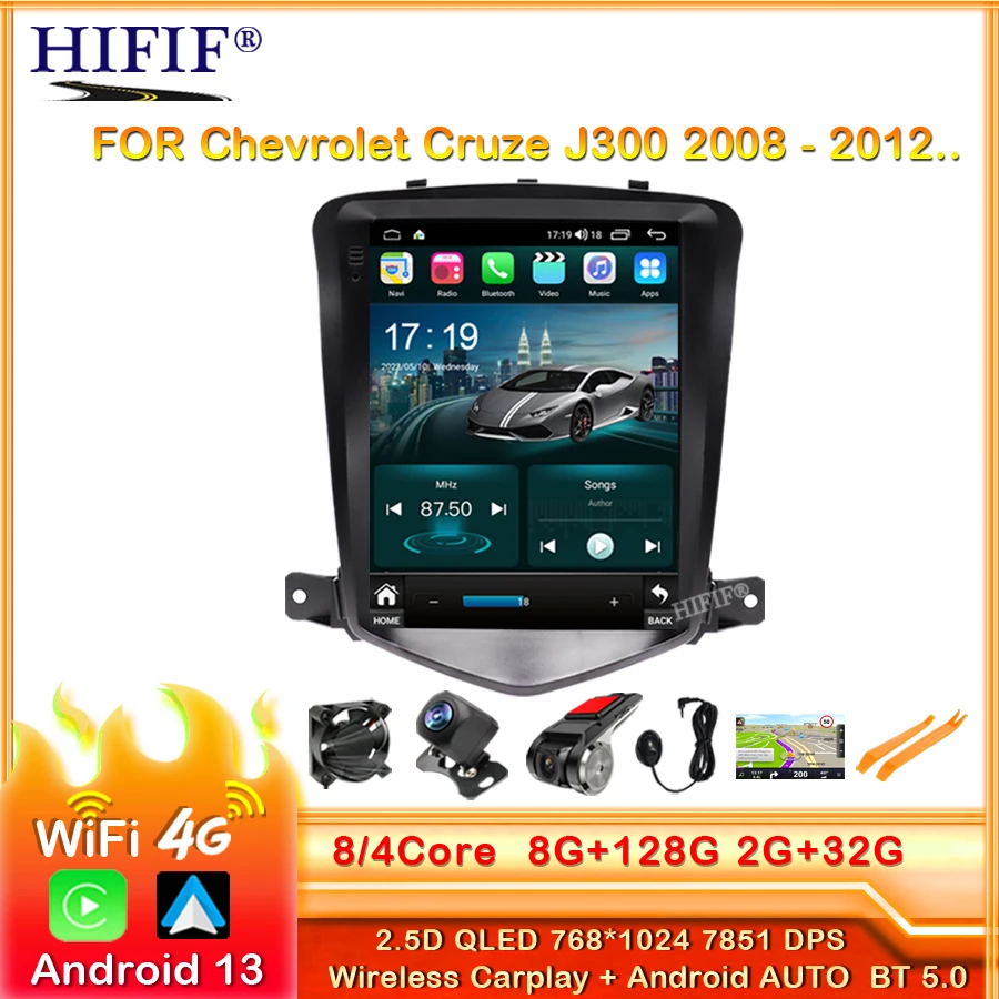

10.4 Inch Tesla Style Screen Android Multimedia Player For Chevrolet Cruze J300 2008 - 2012 GPS Car Radio Audio video player
