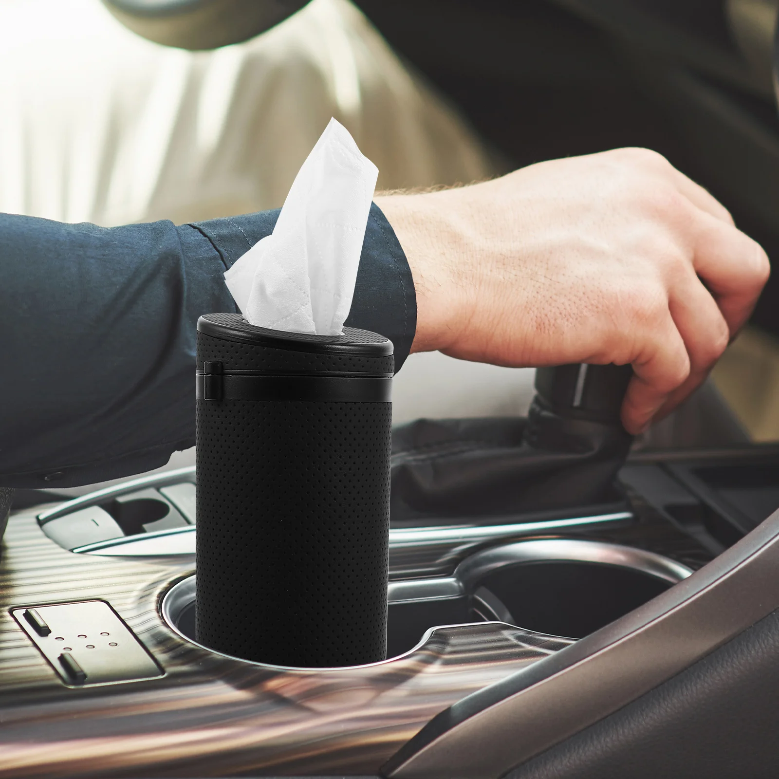 

Pu Tissue Holder For Car Round Cylinder Tissue Box Cup Holder Storage Tube Travel Car Accessories Multifunctional Napkin