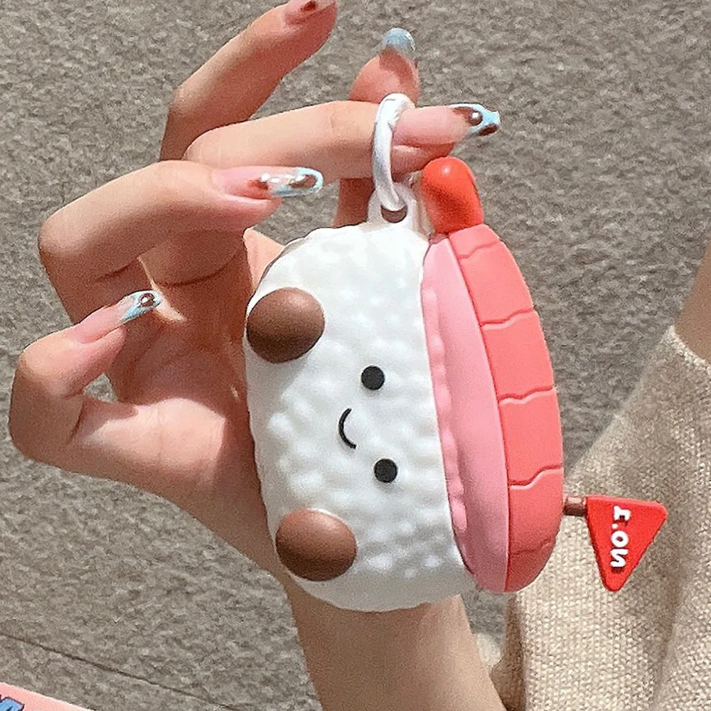 soft silicone case for airpods 1 2 cute cartoon sushi earphone case for airpods pro 2 with keychain for airpods 3 protector case