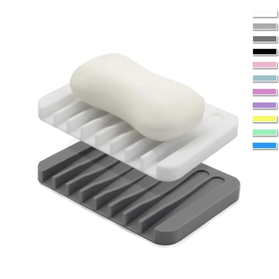 1 Pcs Self-Draining Soap Dish,Silicone Soap Holder,Multifunctional No-Punch Non-Slip Storage Rack Drain Mat for Bathroom Kitchen