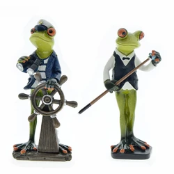 Resin Funny Long-legged Frog Figure Figurines Sail Captain Sculpture Snooker Player Statue Home Decor Crafts Personalized Gift