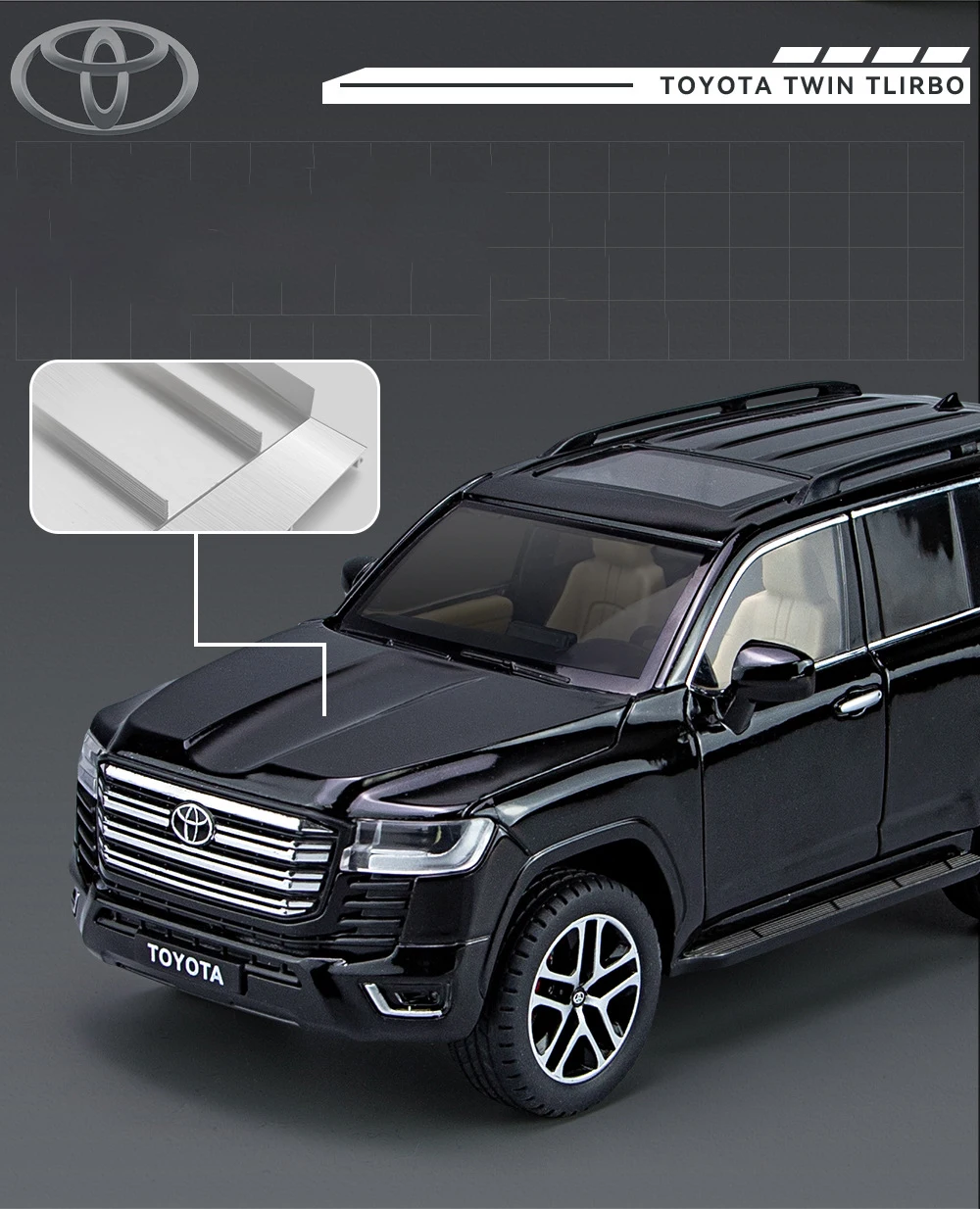 1:24 Toyota LAND CRUISER PRADO Key Control Alloy Car Model Sound and Light Pull Back Children's Toy Collectibles Birthday gift