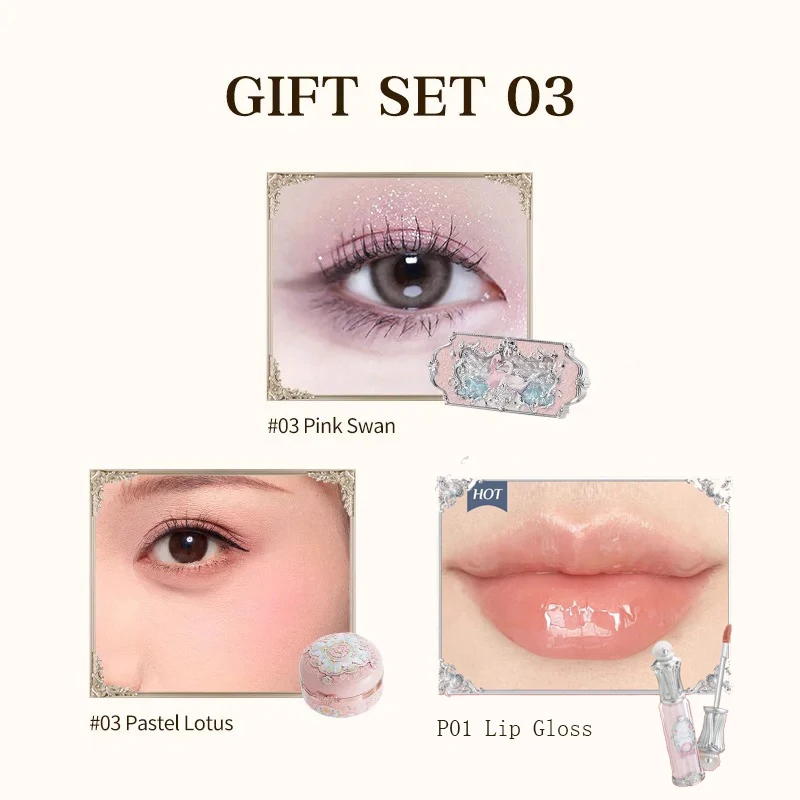 Flowerkaren Tutto nel kit per il trucco per le donne Palette di ombretti Rossetto Lucidalabbra Fard Professionisti Cosmetici Set da 3 pezzi Flower Knows