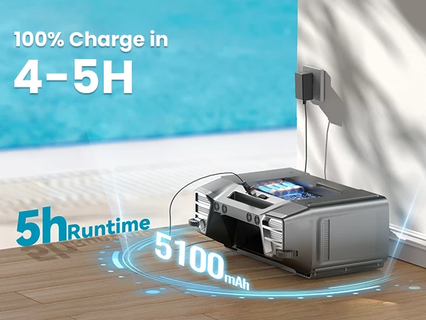 Y80 Solar Robotic Pool Cleaner Cordless Pool Skimmer with 24 Hours Continuous Cleaning 6L Large Debris Bag Remote Control Smart Obstacle Avoidance and Auto-Parking for Above Ground Pools