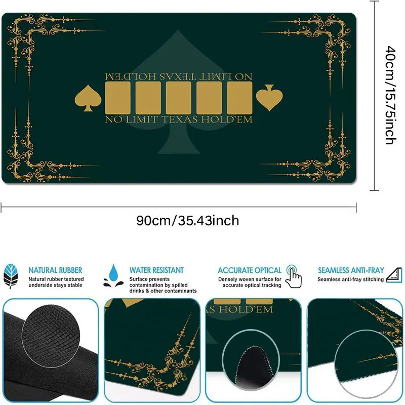 Tapis De Poker Texas Hold’em – 119,4 X 61 Cm – Caoutchouc épaisseur 3 Mm – Pliable – Imperméable – Pour 8 à 10 Joueurs