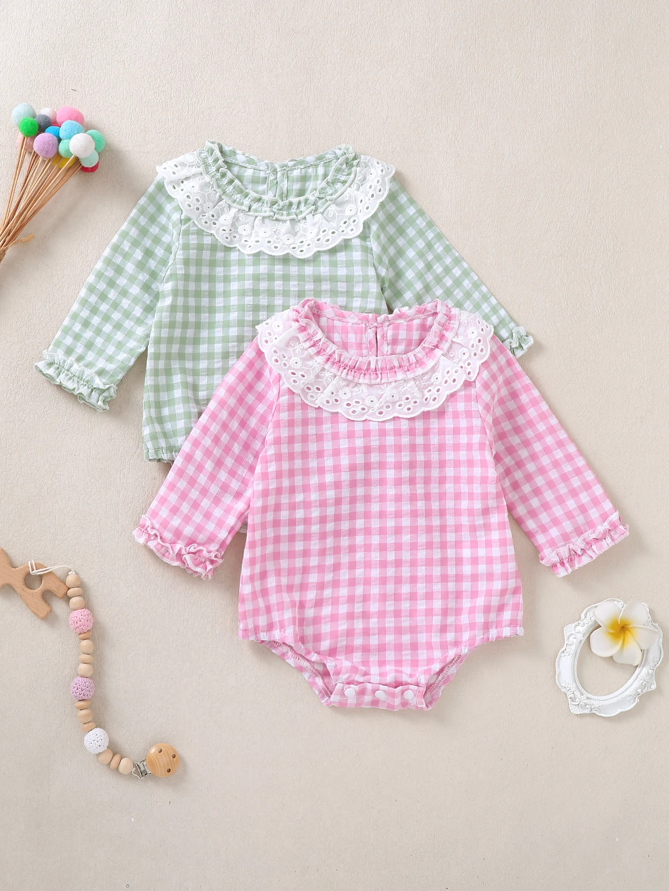 Baby Girl Plaid Pattern Long Sleeve Triangle Romper Spring Autumn Infant Clothing Babygrow Suit for Girls