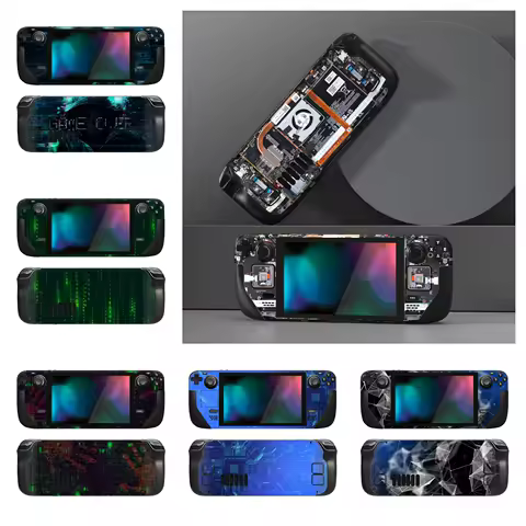 PlayVital Full Set Protective Skin Decal for Steam Deck LCD, Vinyl Stickers Cover for Steam Deck OLED - Tech Mysteries Series