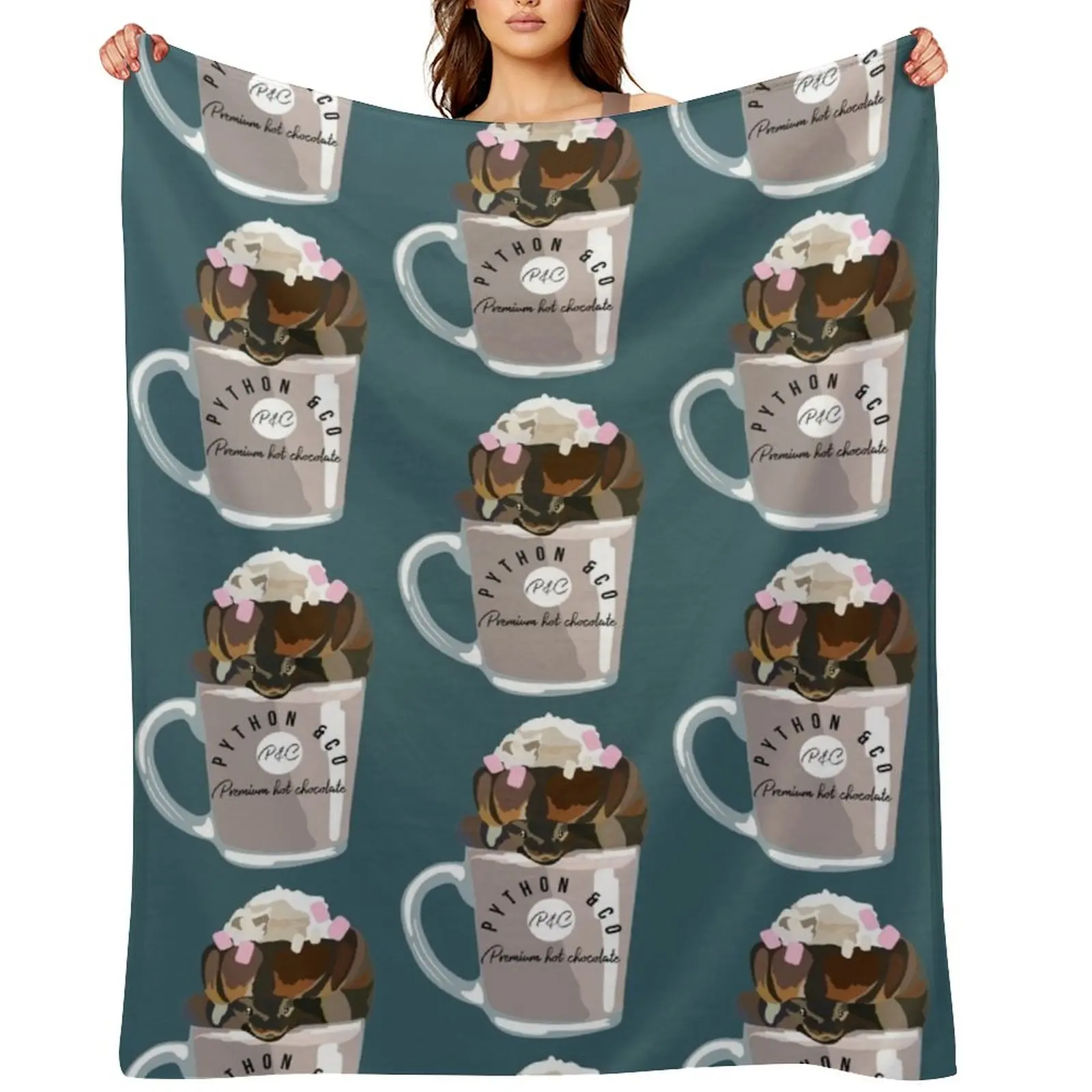 

Ball Python Hot Chocolate Throw Blanket Travel Sleeping Bag Cute Plaid Custom Blankets