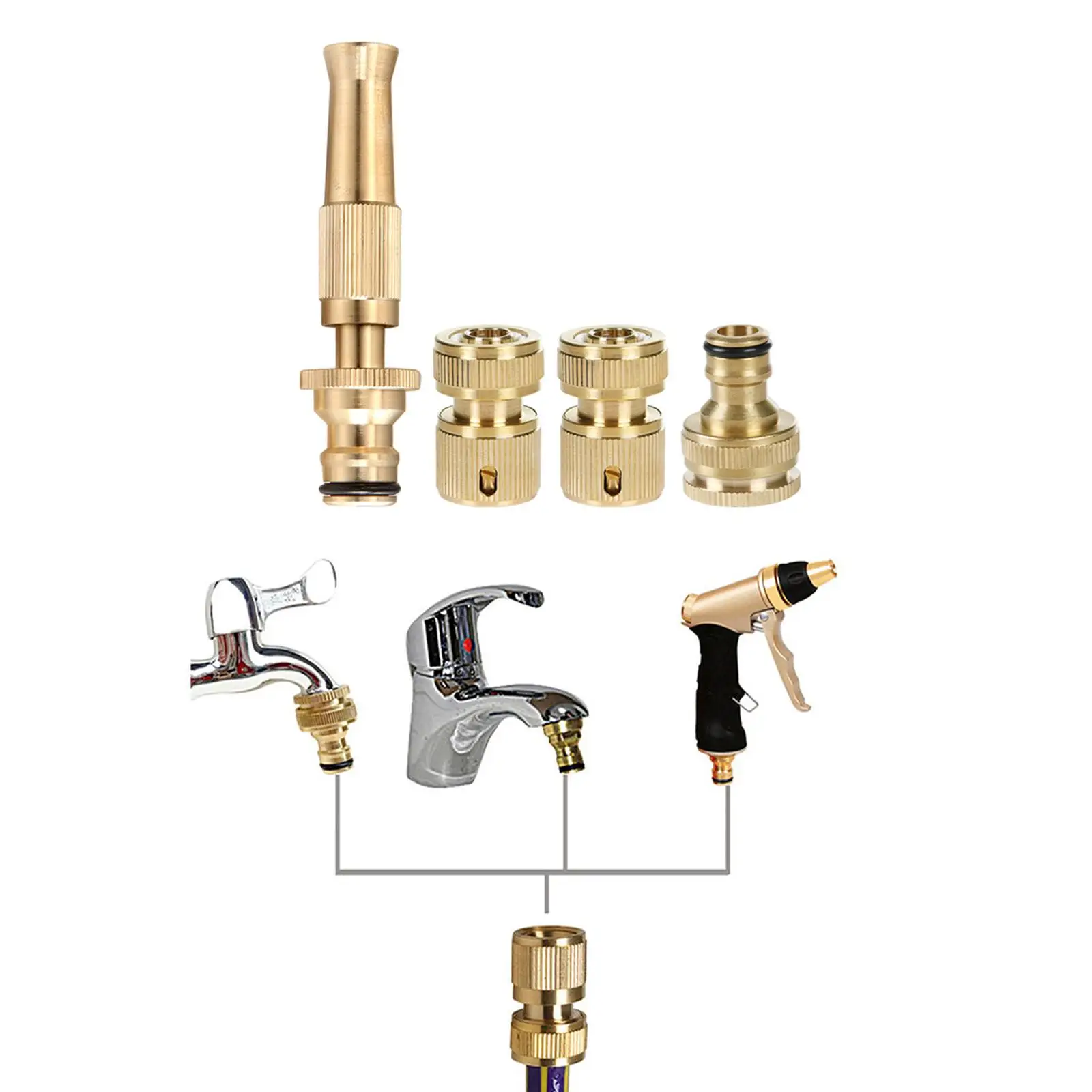 

Набор латунных садовых соединителей для водяного шланга для полива сада, фитинги для мойки автомобилей, аксессуары для орошения сада