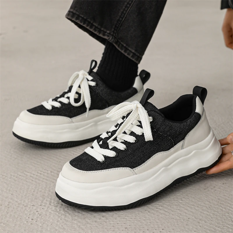 

Новая уличная классическая повседневная обувь, мужская популярная модная походная обувь из натуральной кожи, треккинговая вулканизированная обувь с толстой подошвой