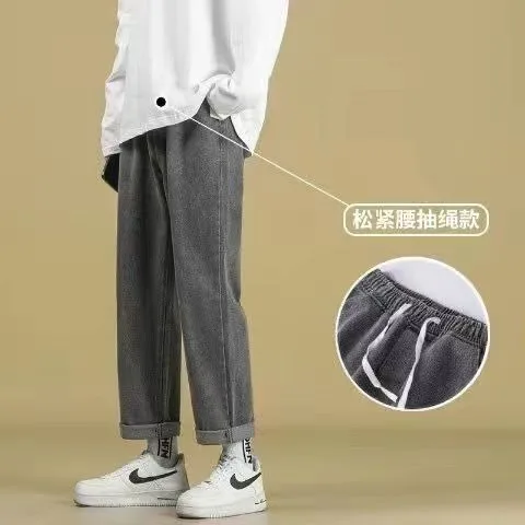 

Модные брендовые мужские винтажные потертые прямые свободные джинсы, мешковатые джинсовые брюки High Street Vibe, облегающие брюки