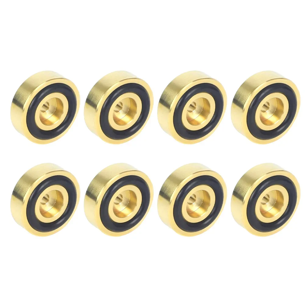 8 Brass Chopping Board Feet with Non-Slip Rubber Pads for Mounting on Kitchen Cutting Boards and Flat Tabletop Items