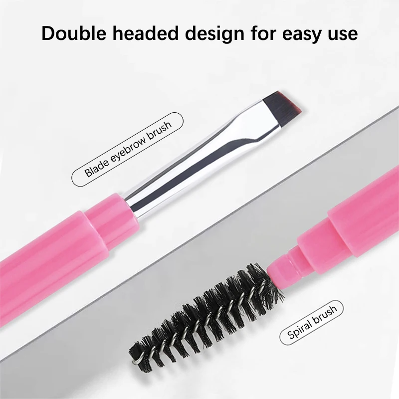 Portable Double Head Eyebrow Brush Spiral Brush Eye Liner Brush With Cover Makeup Brush Eyebrow Extension Makeup Tool