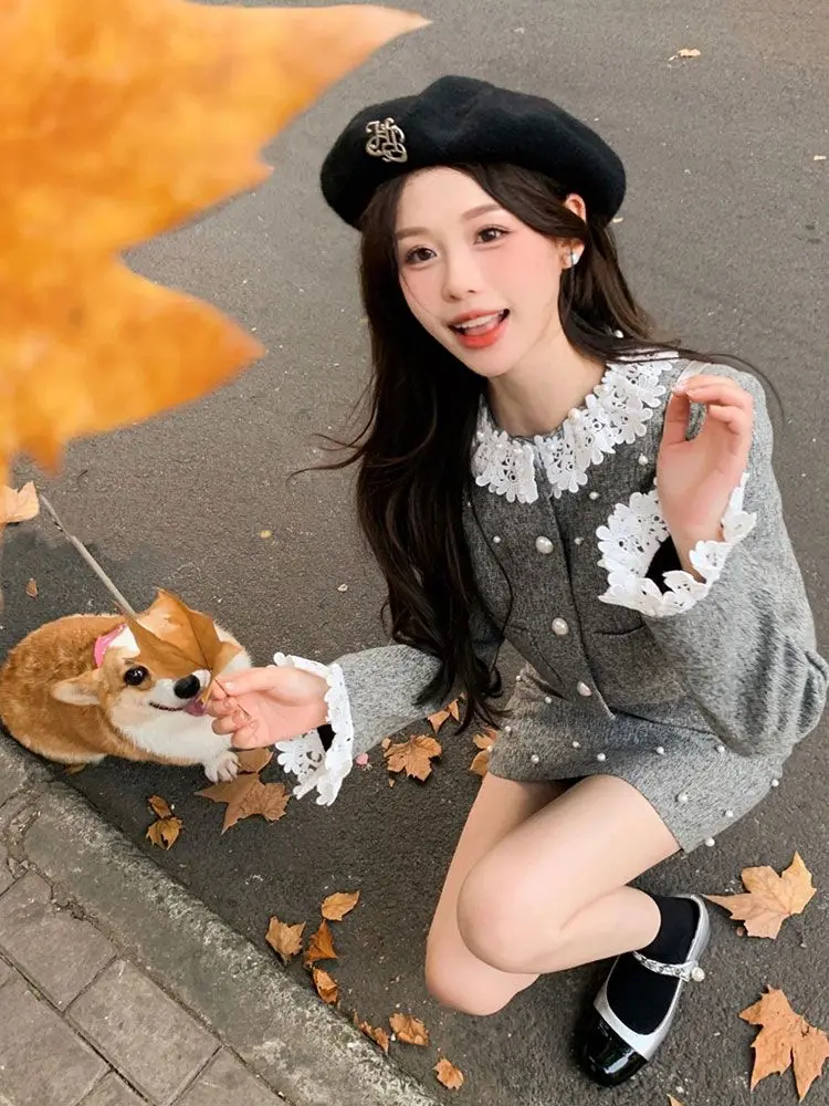 Korea Spring Clothes For Women Two Piece Set Jackets Coat + Skirt Female Para Mujeres 2 Piece Sets Women Outfit 2024 New