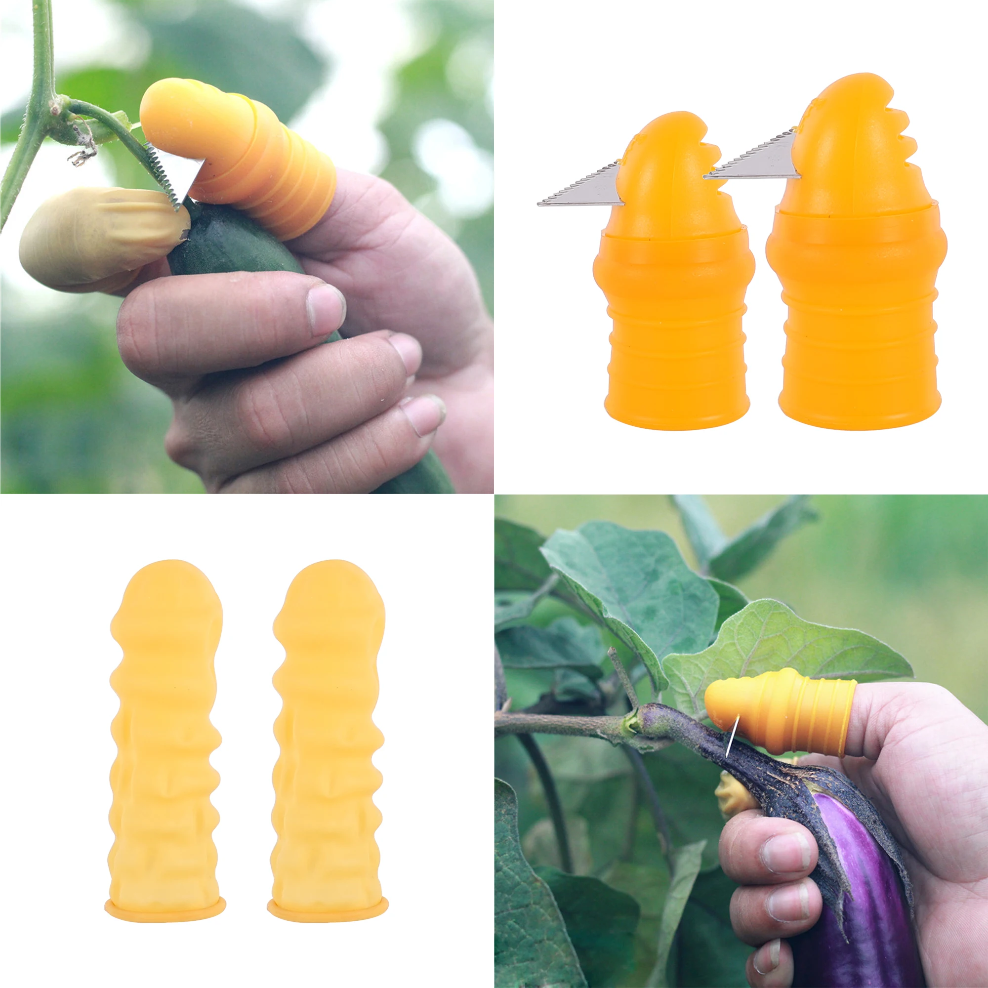 2pcs Gardening Silicone Thumb Knife Gardening Tools Pruning Shears Plant Vegetable Separator Vegetable Fruit Picking Knife