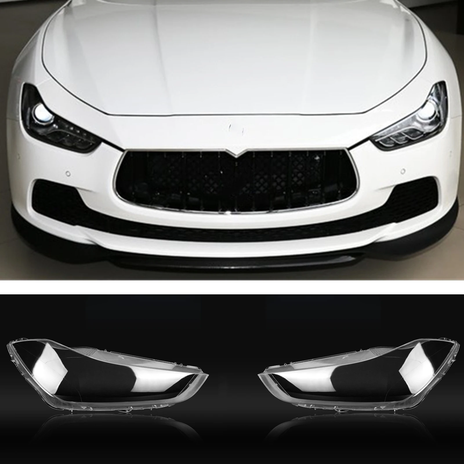 

Pair Headlight Lens Cover For Maserati Ghibli 2014-2022 Clear Car Front Head Light Lamp Cap Headlamp Shell Trim Lampshade Case