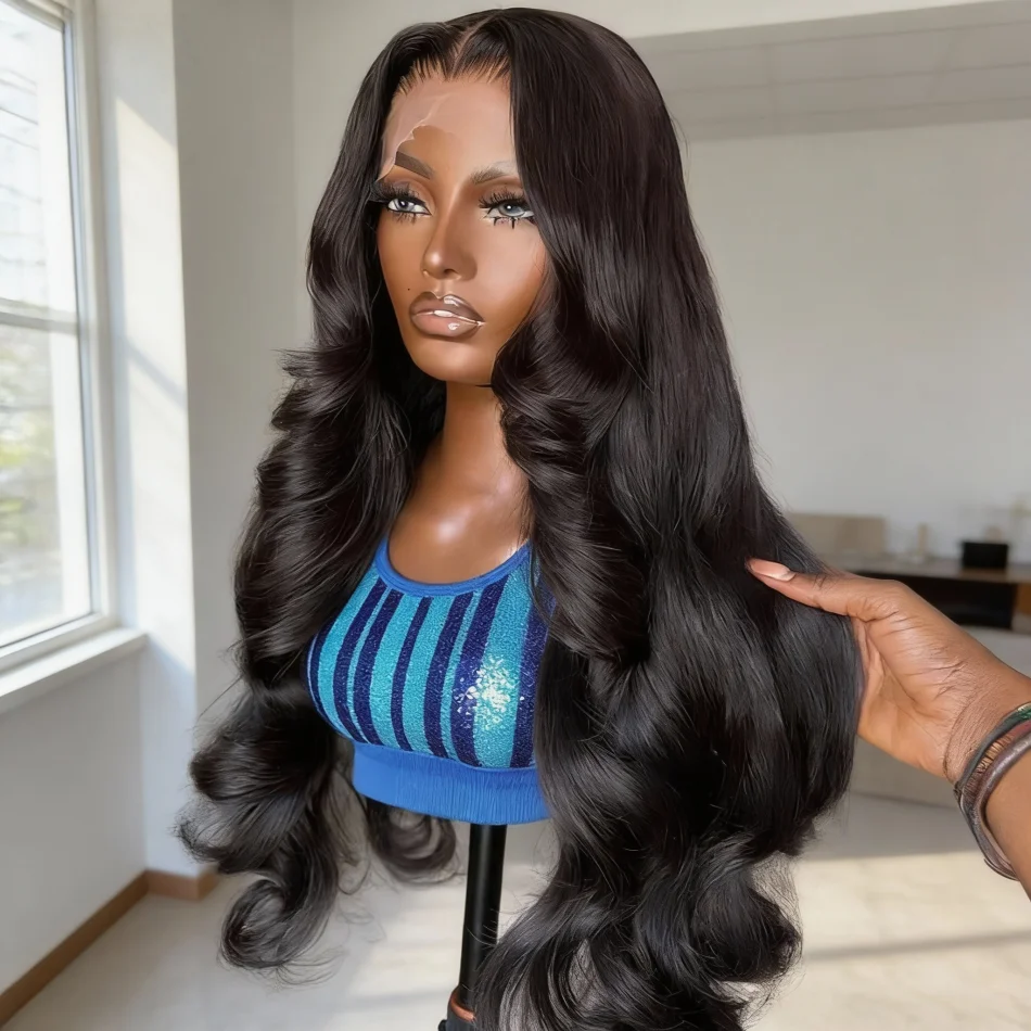 

Natural Black Body Wave 13x4 HD Transparent Lace Frontal Human Hair Wigs Brazilian Pre Plucked 360 Full Lace Wig For Women