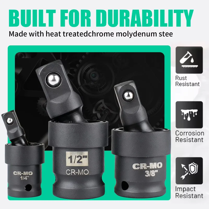 Air Cannon Pneumatic Universal Joint-Socket Swivel Set 360 degree Rotary Joint Electric Wrench Socket Extension 1/2 3/8 1/4