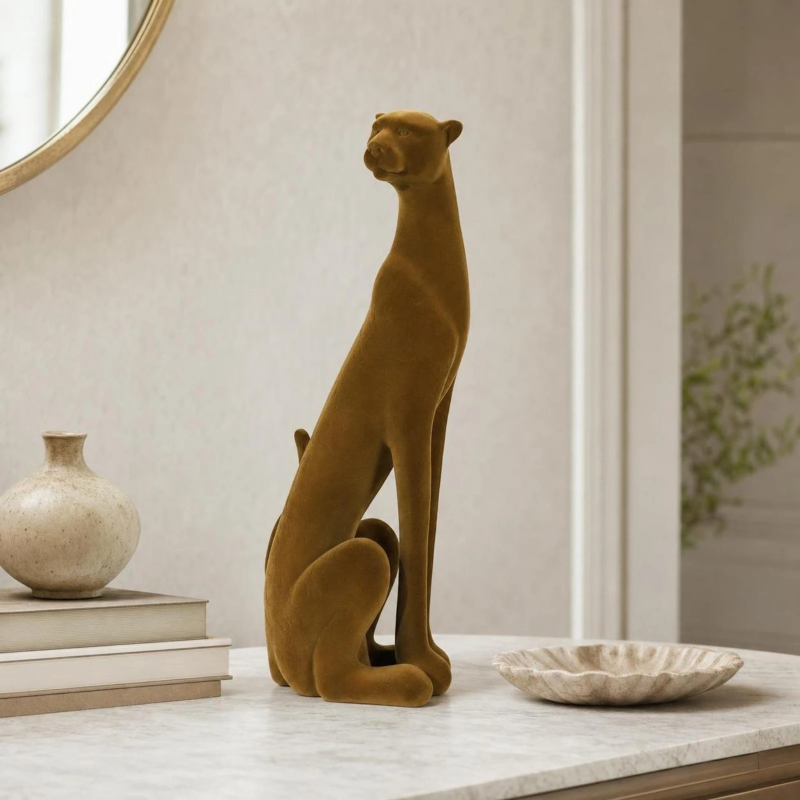 Panther Statue Matte Leopard Sculpture Cat Figurine Decorative Decor Minimalist for Living Room, Bookshelf view 4