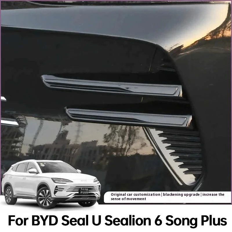 For BYD Song Plus DM-i Seal U Sealion 6 Black Warrior Fog Lamp Grille Trim Sticker Kit Exterior Decoration Accessories